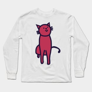 Thick Line Kitty Cat in Viva Magenta Color of the Year 2023 Long Sleeve T-Shirt